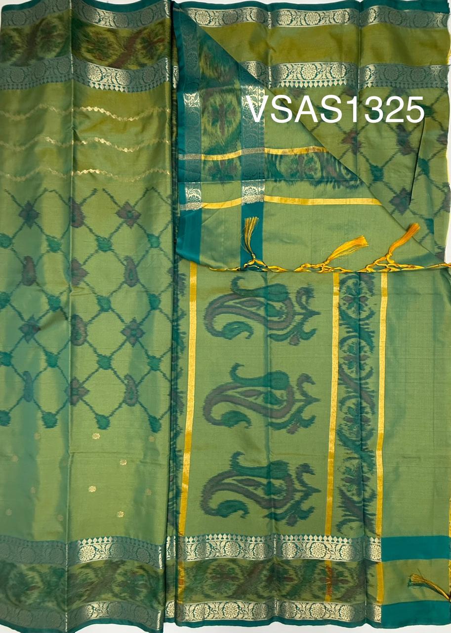 VSAS1325 - dual green color body , pallu , blouse.