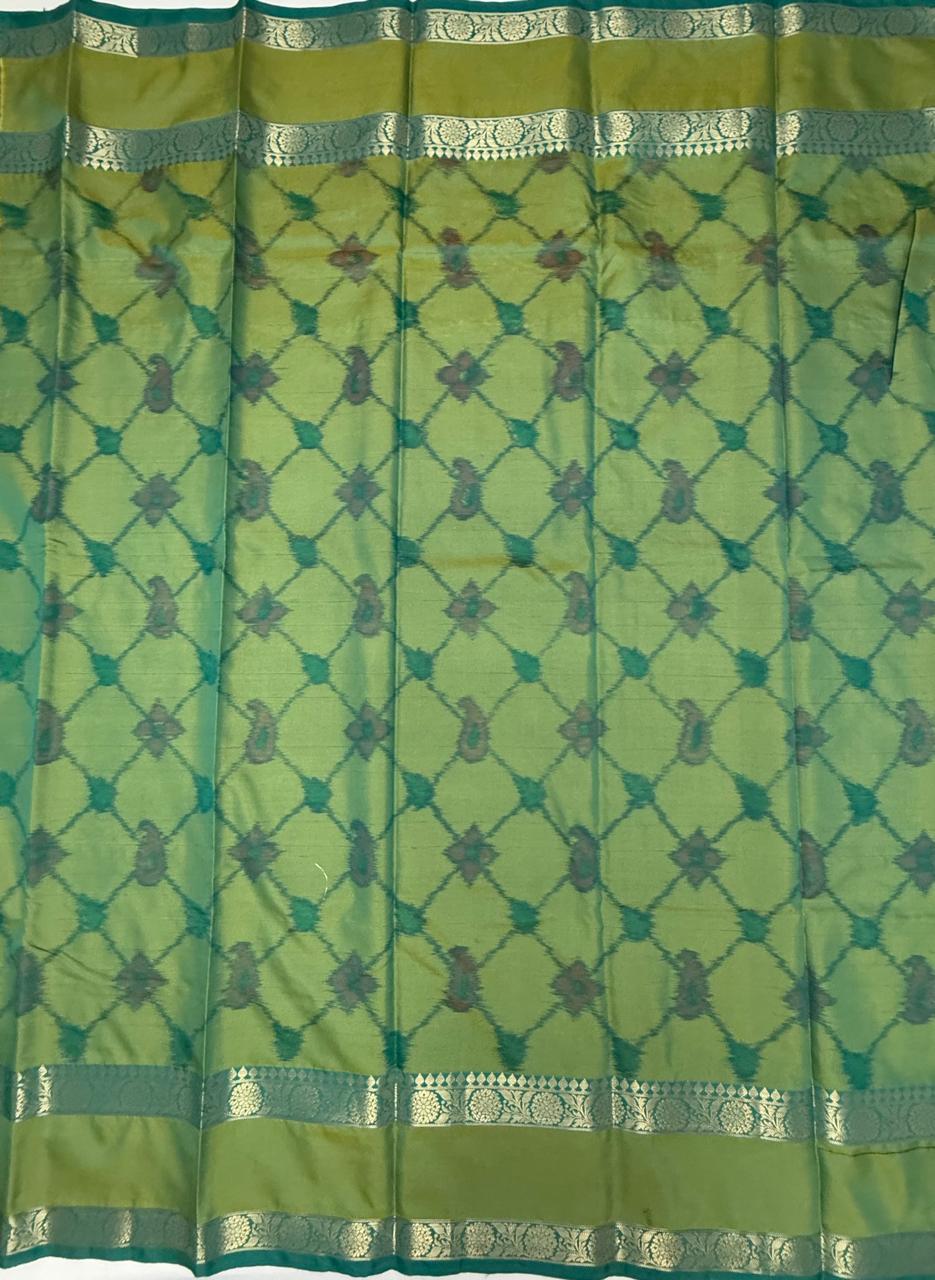 VSAS1325 - dual green color body , pallu , blouse.