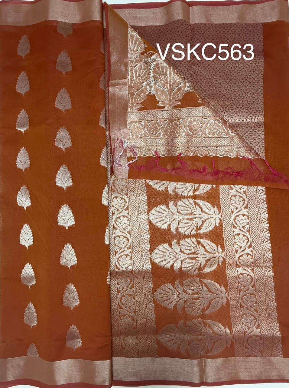 VSKC563 - pink with mustard color body,pallu , blouse.