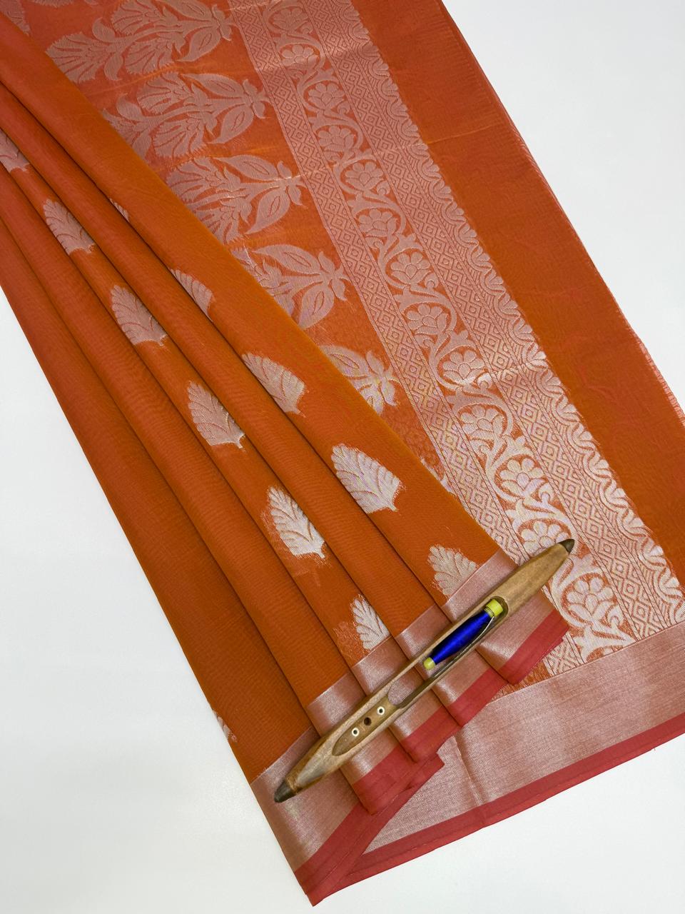 VSKC563 - pink with mustard color body,pallu , blouse.