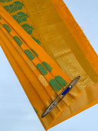 VSKC564 - mango yellow color body ,&nbsp; green color pallu , blouse.