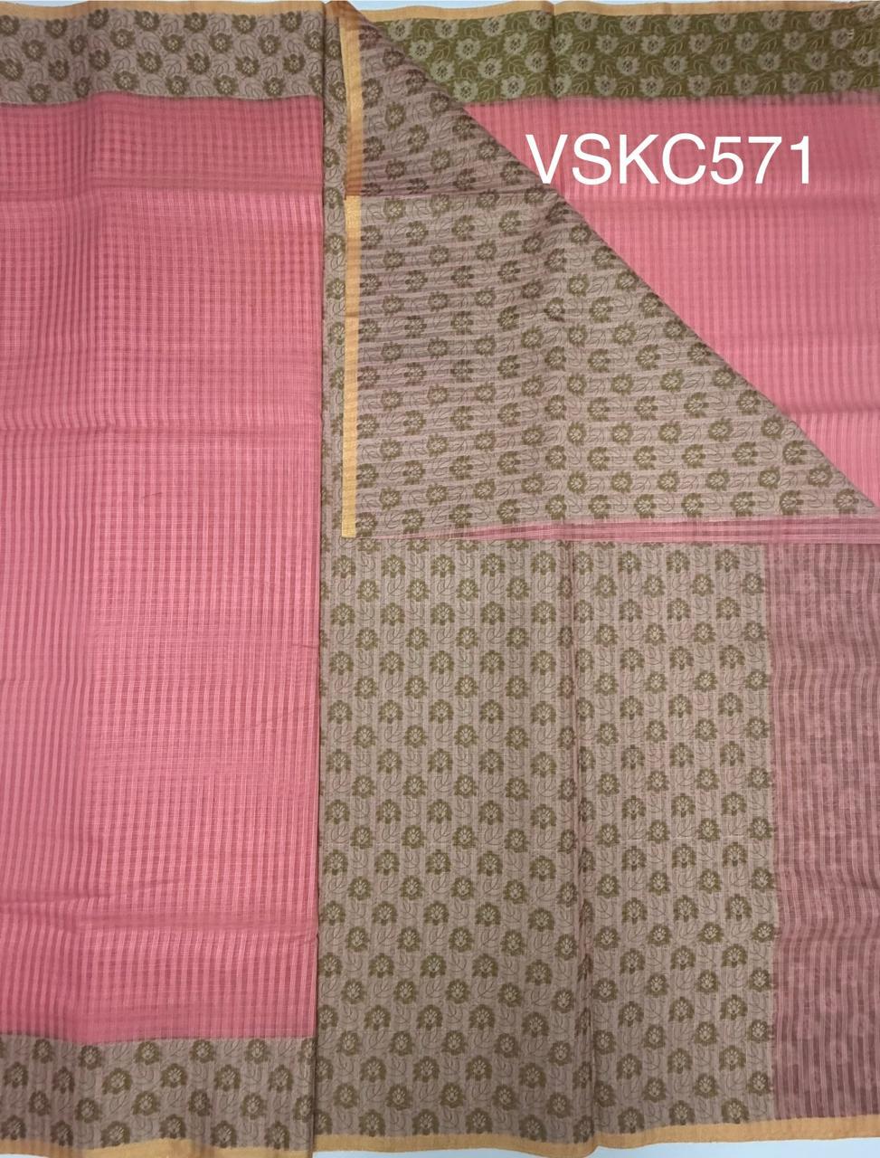 VSKC571 - pink color body , green with sandal color pallu , blouse.