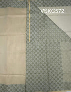 VSKC572 - sandal color body , green with sandal color pallu , blouse.