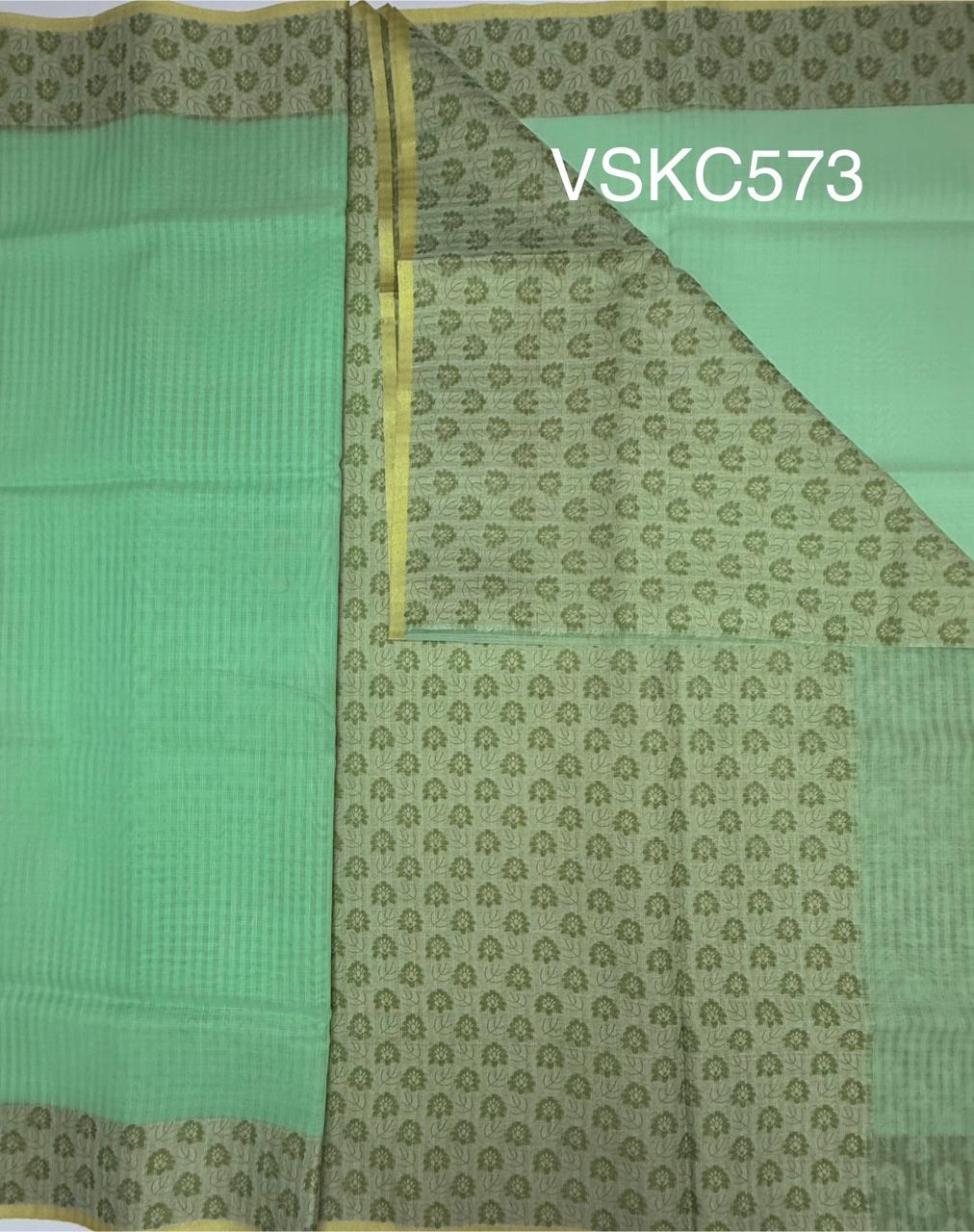 VSKC573 - rexona green color body , green with sandal color pallu , blouse.