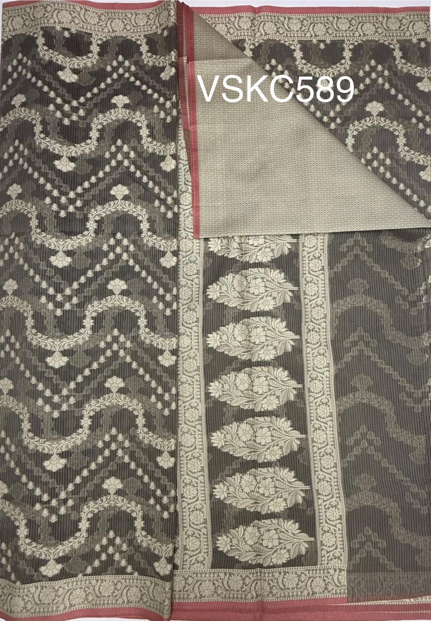 VSKC589 - dark grey color body,pallu , blouse.
