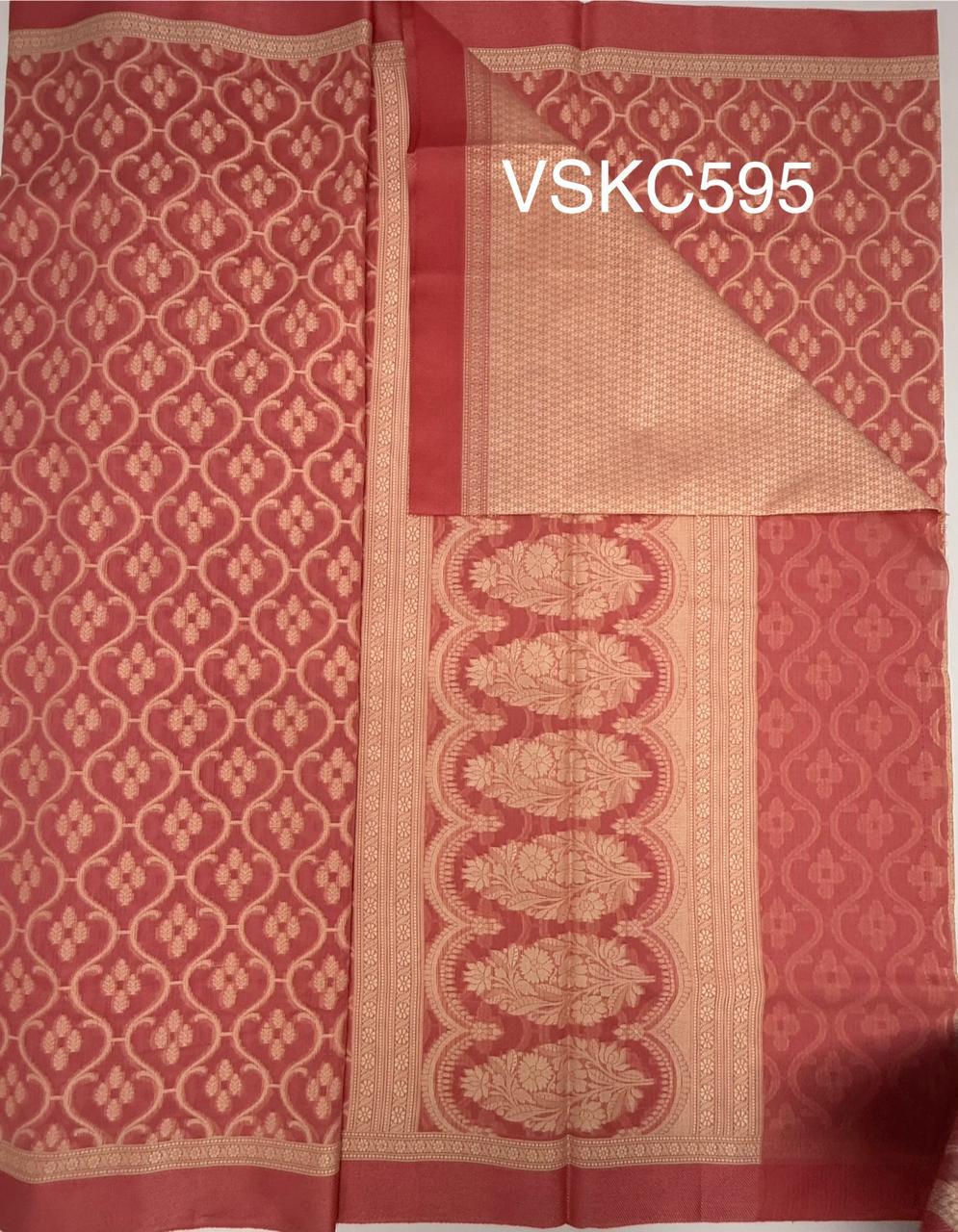 VSKC595 - peach color body,pallu , blouse.