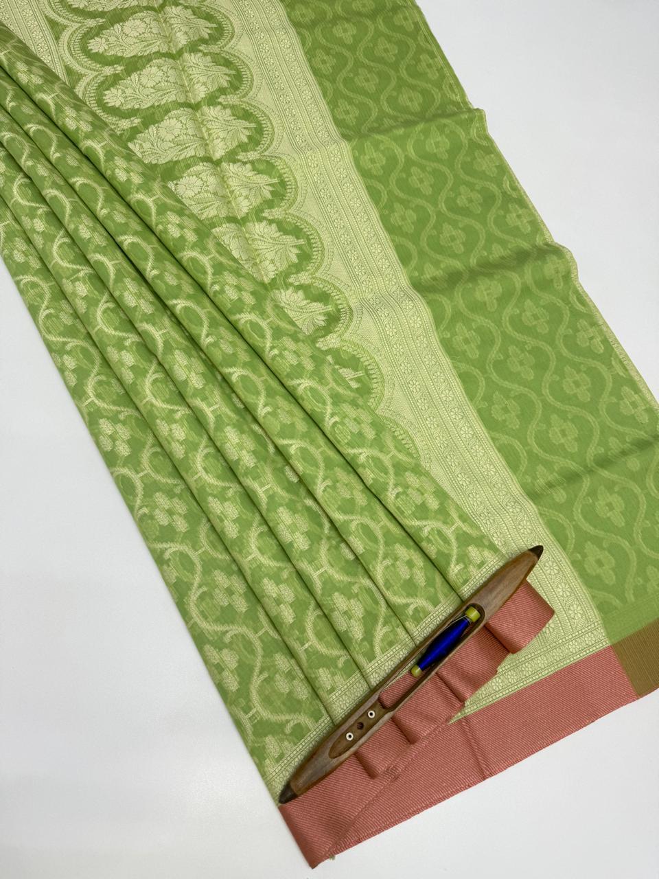 VSKC596 - pista green color body,pallu , blouse.