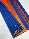 VSC975 - ink blue color body , orange color pallu,blouse.