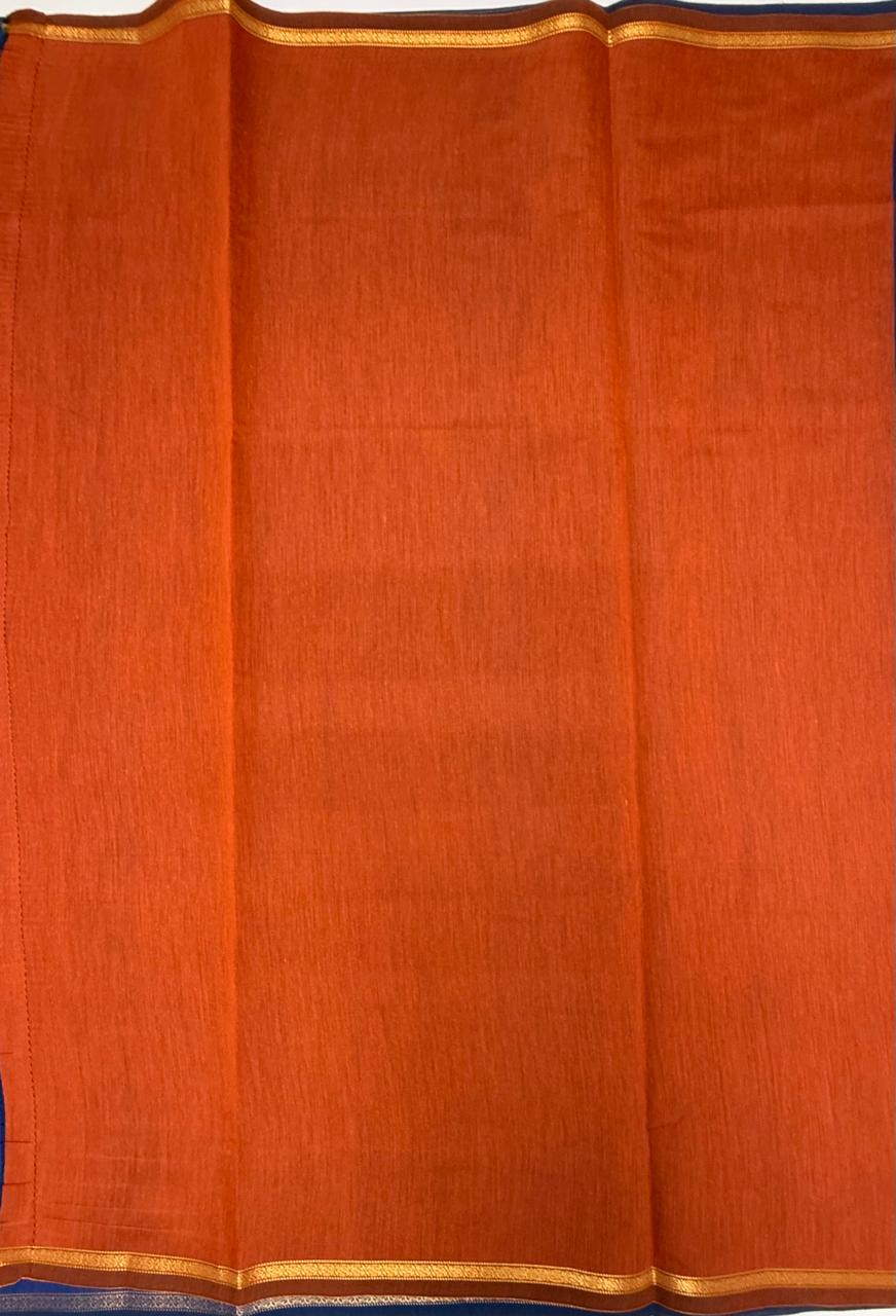VSC975 - ink blue color body , orange color pallu,blouse.