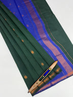 VSC980 - bottle green color body , ink blue color pallu,blouse.