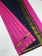 VSC983 - rani pink color body , navy blue color pallu,blouse.