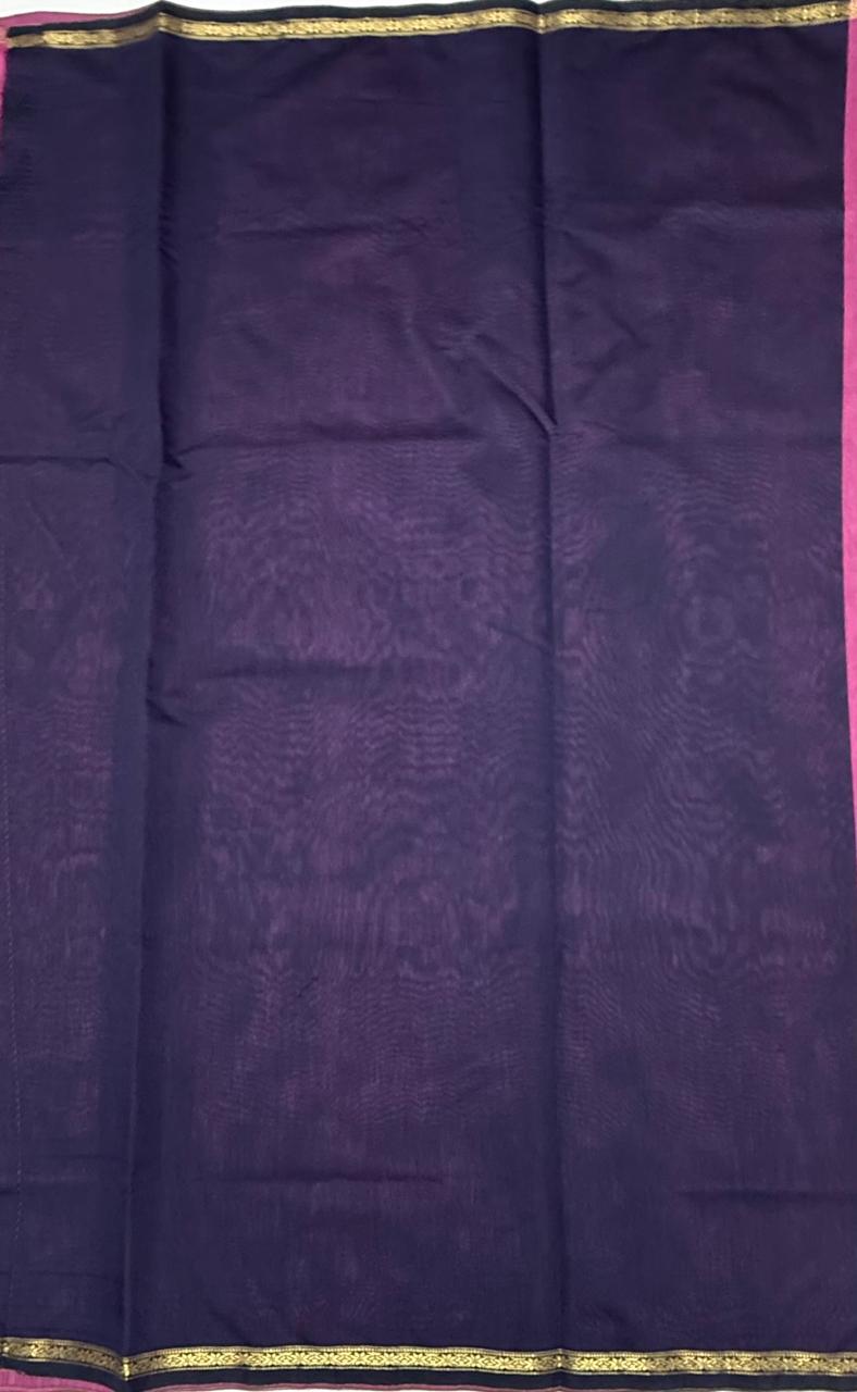 VSC983 - rani pink color body , navy blue color pallu,blouse.