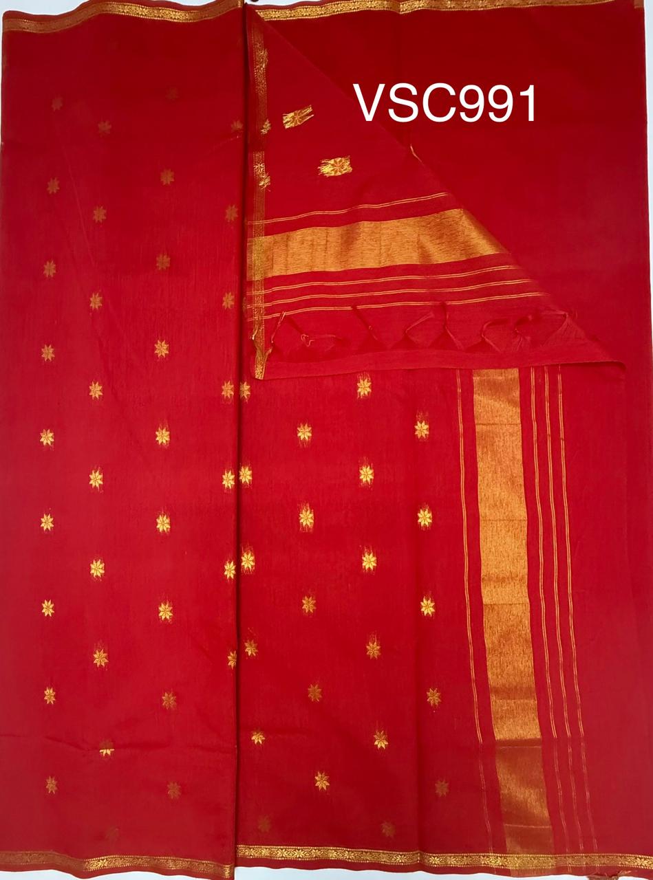 VSC991 - red color body, pallu,blouse.