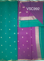 VSC992 - sea blue color body , lavender color pallu,blouse.