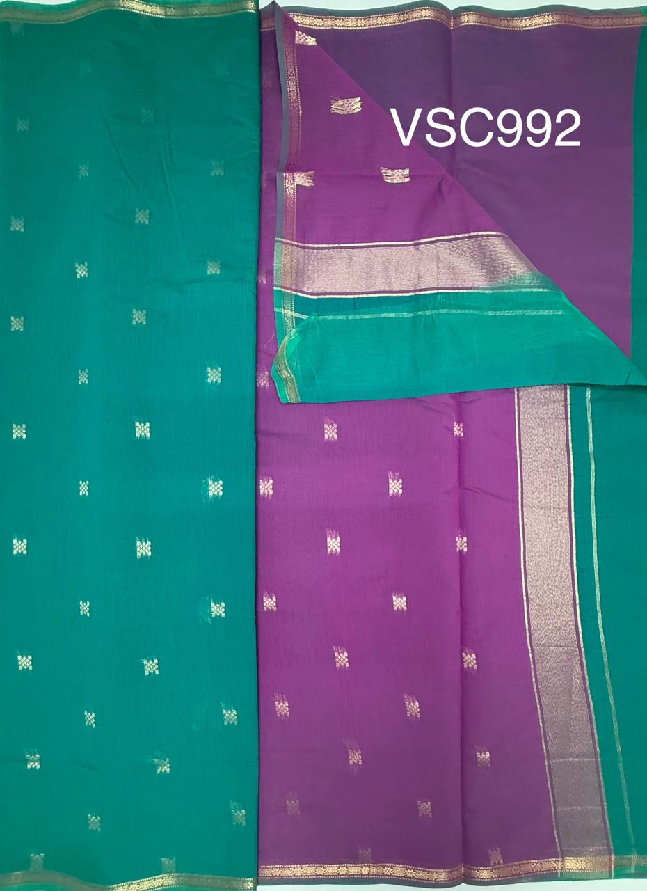 VSC992 - sea blue color body , lavender color pallu,blouse.