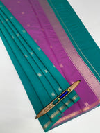 VSC992 - sea blue color body , lavender color pallu,blouse.