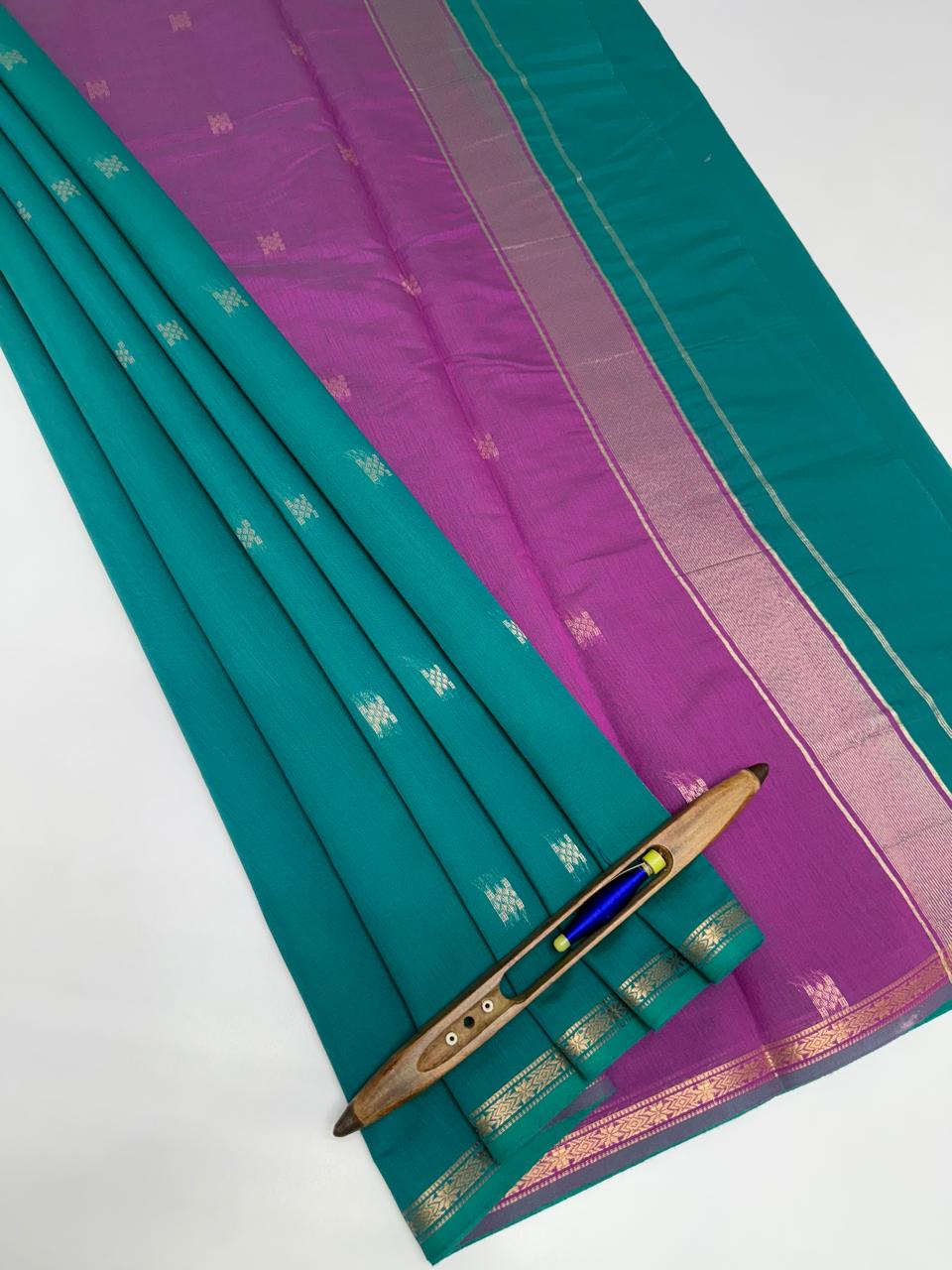 VSC992 - sea blue color body , lavender color pallu,blouse.