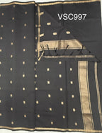 VSC997 - black color body, pallu,blouse.
