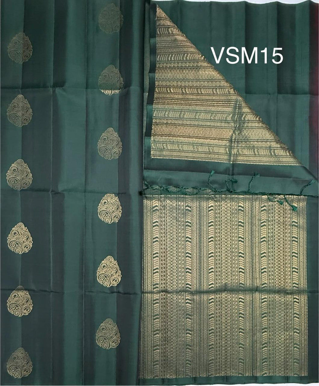 VSM15 - bottle green color body, pallu , blouse&nbsp;