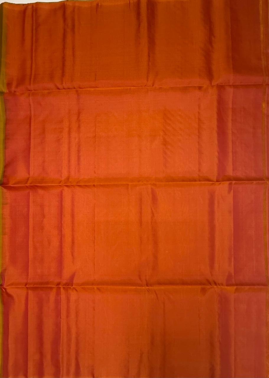 VSM18 - mustard color body , orange color pallu , blouse&nbsp;