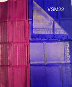 VSM22 - purple color body , ink blue color pallu , blouse