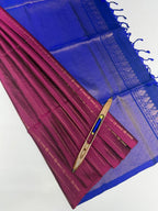VSM22 - purple color body , ink blue color pallu , blouse