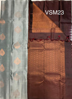 VSM23 - grey color body , brown color pallu , blouse&nbsp;