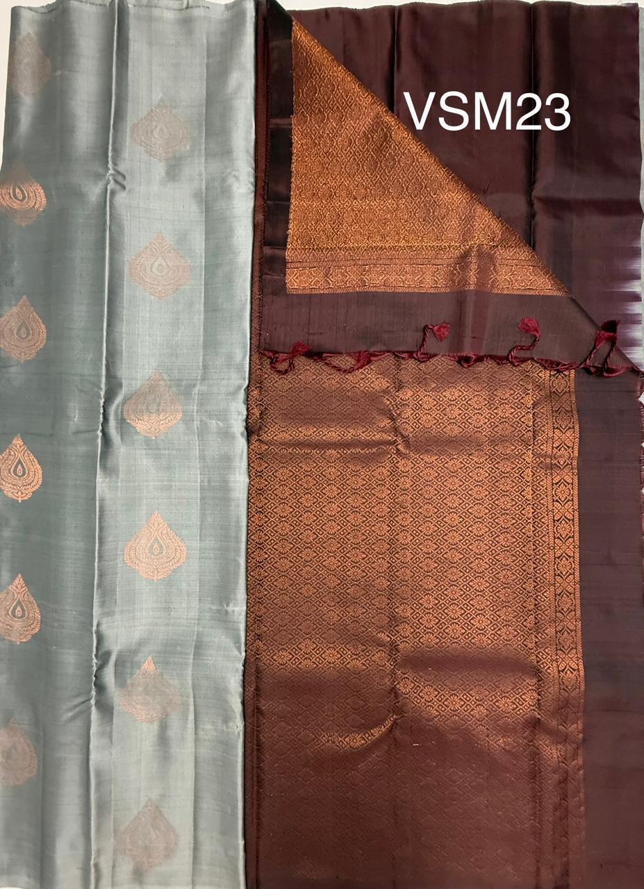 VSM23 - grey color body , brown color pallu , blouse&nbsp;