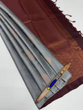 VSM23 - grey color body , brown color pallu , blouse&nbsp;