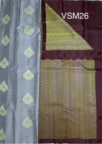 VSM26 - grey color body , brown color pallu , blouse