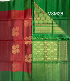 VSM28 - maroon color body , green color pallu , blouse&nbsp;