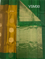 VSM30 - mehandi green color body , leaf green color pallu , blouse&nbsp;