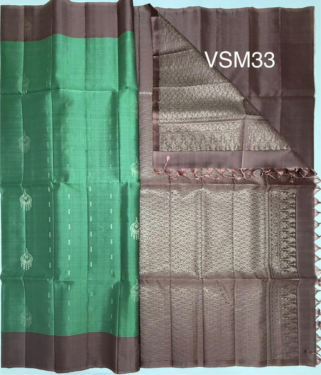 VSM33 - pastel green color body , onion pink color pallu , blouse&nbsp;