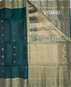 VSM40 - peacock green color body , beige with black color pallu , blouse&nbsp;