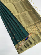 VSM40 - peacock green color body , beige with black color pallu , blouse&nbsp;