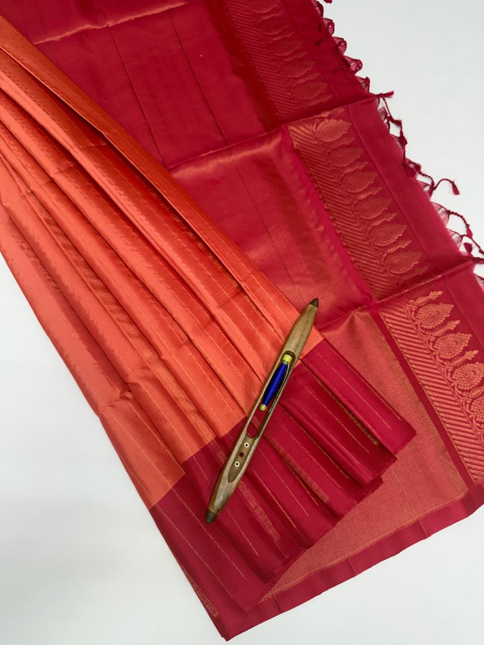 VSM42 - peach with pink color body , magenta color pallu , blouse&nbsp;