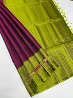 VSM56 - purple color body , mehandi green color pallu , blouse&nbsp;