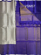 VSM57 - grey color body , ink blue color pallu , blouse&nbsp;