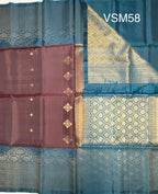 VSM58 - maroon color body , peacock green color pallu , blouse&nbsp;