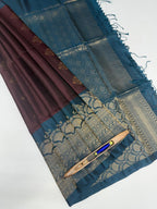 VSM58 - maroon color body , peacock green color pallu , blouse&nbsp;
