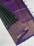 VSM59 - bottle green color body , violet color pallu , blouse&nbsp;