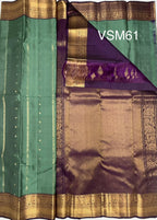 VSM61 - pastel green color body , vioelt color pallu , blouse&nbsp;