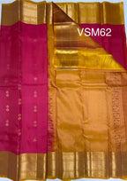 VSM62 - pink color body , mustard color pallu , blouse&nbsp;