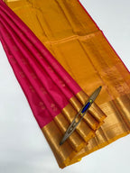 VSM62 - pink color body , mustard color pallu , blouse&nbsp;