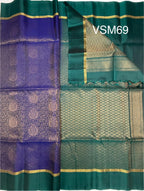 VSM69 - blue color body , peacock green color pallu , blouse&nbsp;
