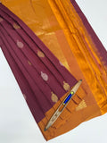 VSM79 - maroon color body , mustard color pallu , blouse&nbsp;