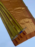 VSM83 - mehandi green color body , mustard color pallu , blouse&nbsp;
