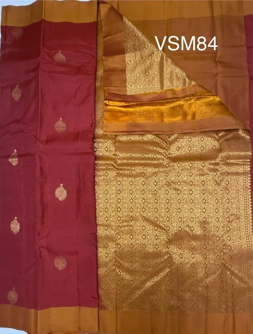VSM84 - maroon color body , mustard color pallu , blouse&nbsp;