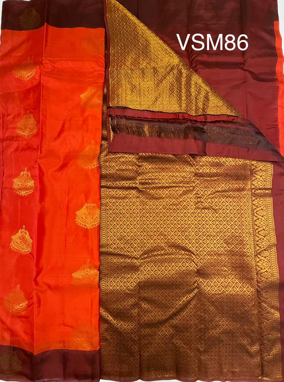VSM86 - orange color body , maroon color pallu , blouse&nbsp;