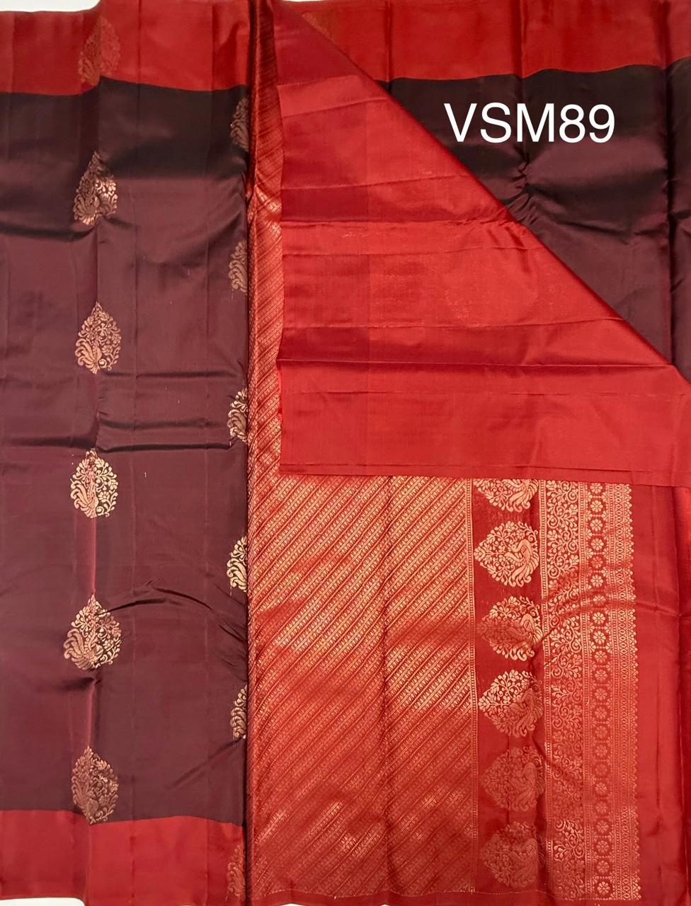 VSM89 - brown color body , maroon color pallu , blouse&nbsp;